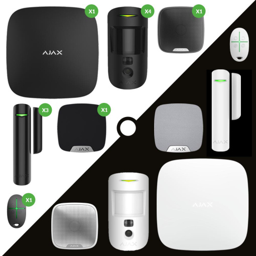Trådløs Ajax alarm med kamera / sirene til stor villa