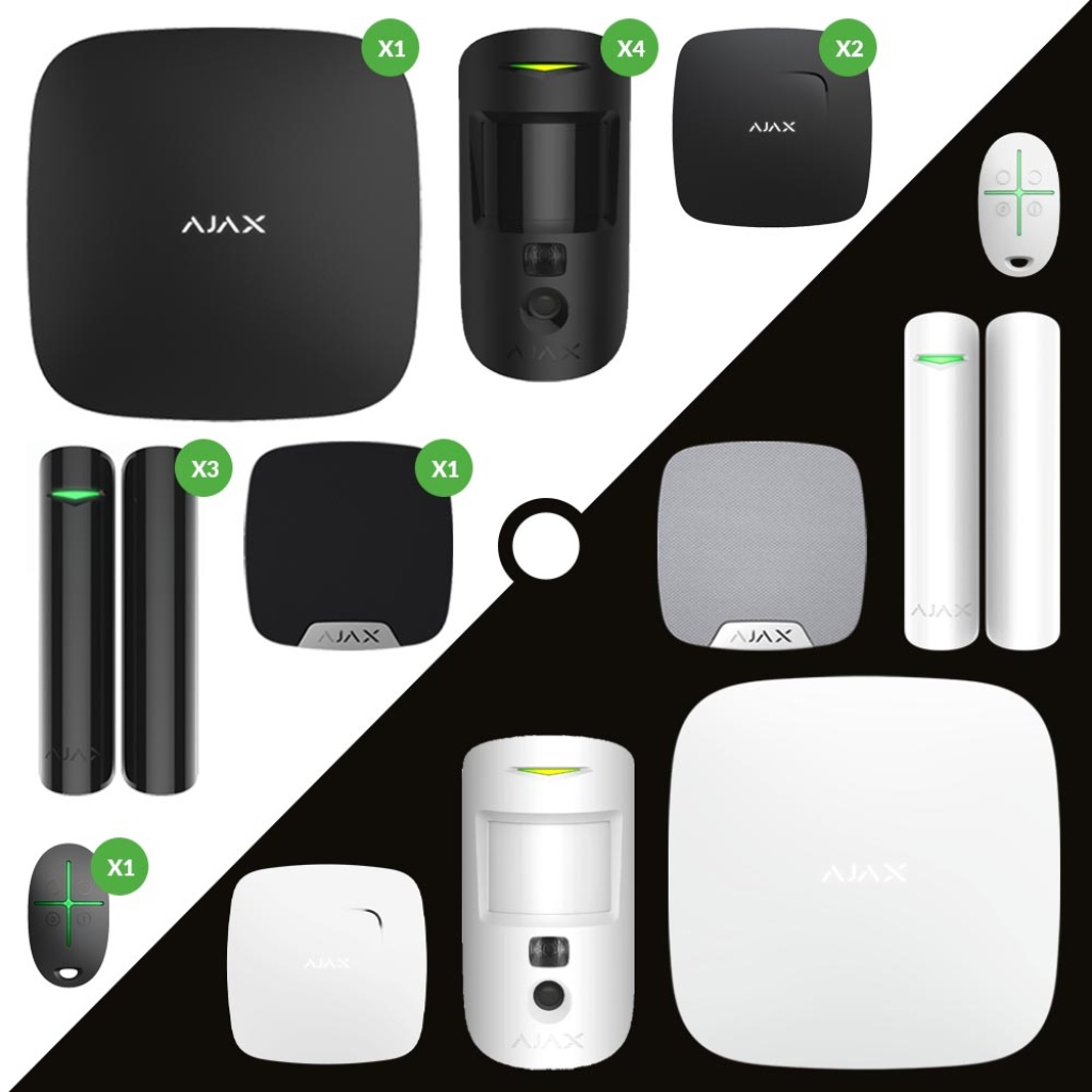 Trådløs Ajax alarm med kamera / røgalarm til stor villa