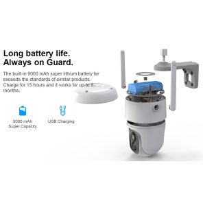 Trådløs PTZ Kamera 3MP Med Batteri Og Solcelle Vicohome - Billede 3