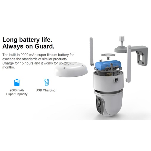 Trådløs PTZ Kamera 3MP Med Batteri Og Solcelle Vicohome - Billede 3